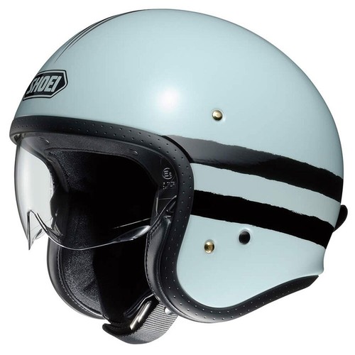 Shoei J-O Sequel Open Face Motorcycle Bike Crash Helmet Light/Blue Black/White - Picture 12 of 13