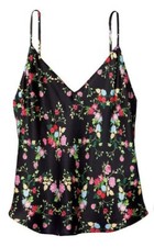Victoria  s Secret Women  s Silk Cami Top Black W/Florals Size M Orig 68 NWT