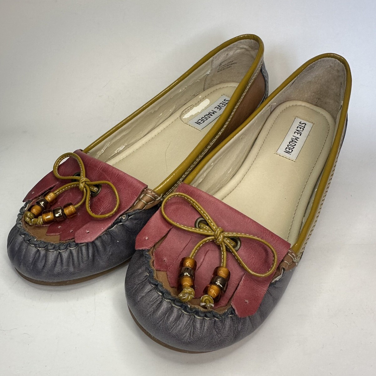 STEVE MADDEN メタル モカシン ローファー Steve Madden Size 9 M Leather Beatitt Low Wedge Flats