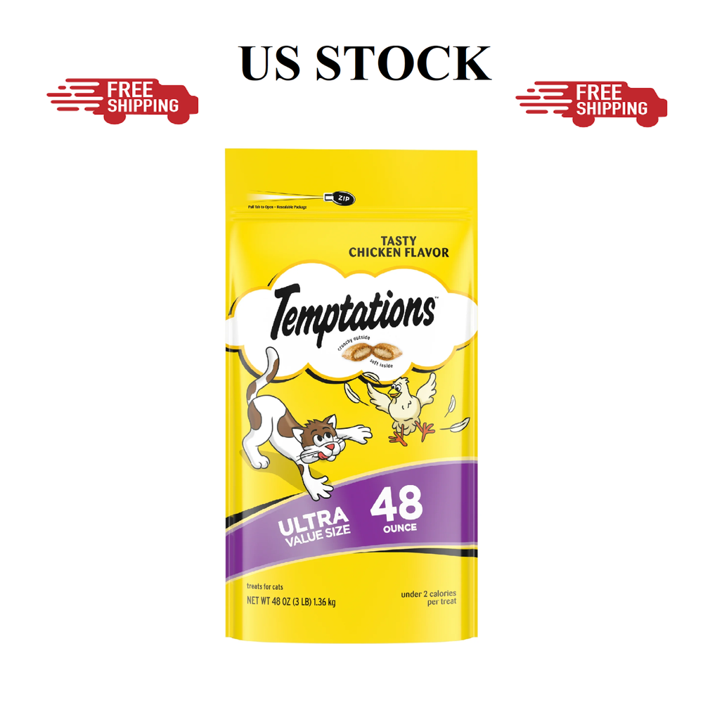 Temptations Classic Tasty Chicken Flavor Crunchy And Soft Dry Cat Treats, 48 Oz