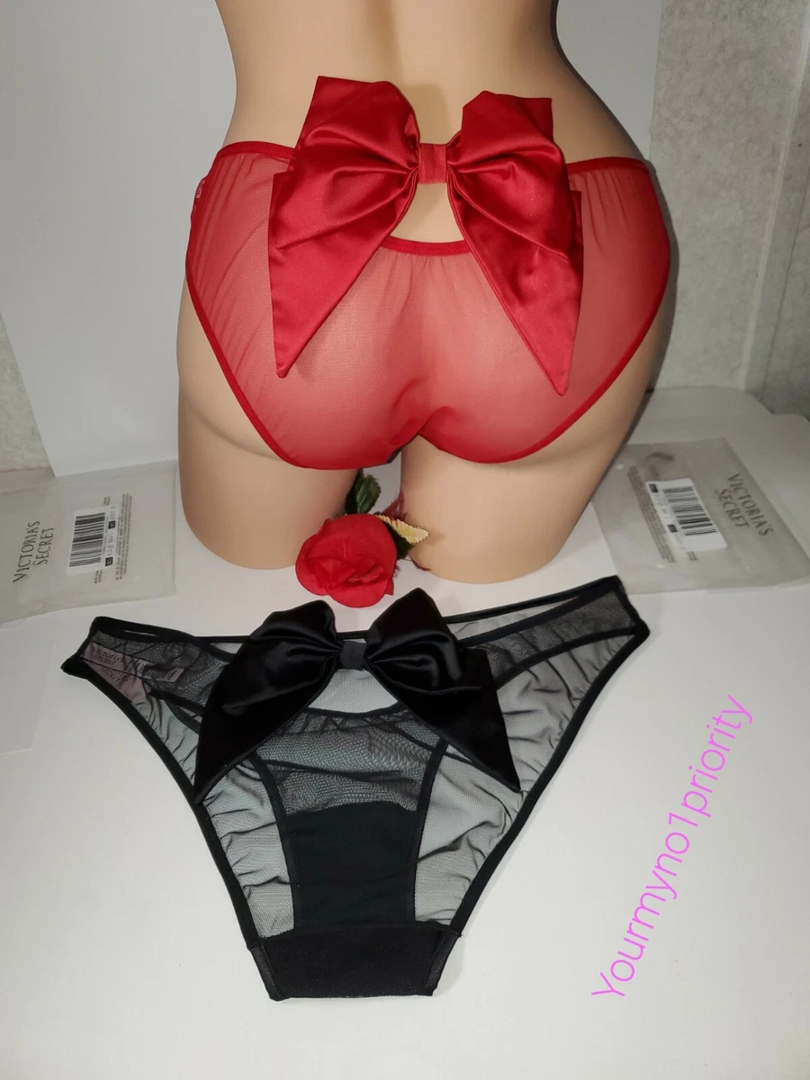 VICTORIA S SECRET DREAM ANGELS Satin Bow Back Mesh Cheekini Panty
