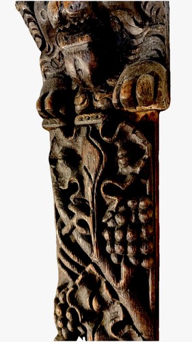 Large 17th Century Carved Oak Lions Head With Large Paws Scrolling Grapes Leaves - Picture 8 of 15