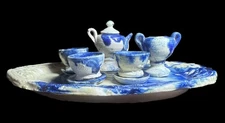 10PC Vintage Miniature White Porcelain Tea Set Pot Cup Plate for Tableware House
