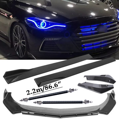 For Hyundai Carbon Fiber Front Bumper Lip Splitters+Side Skirt Strut+
