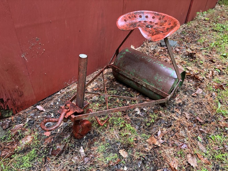 VINTAGE HEAVY-DUTY STEEL TOW-BEHIND LAWN ROLLER