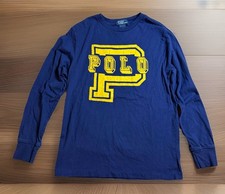Polo Ralph Lauren T-Shirt Boys Medium 10/12 Blue Yellow Long Sleeve Pullover