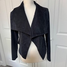 NWT Romeo Juliet Couture Navy Faux Suede Draped Open Front Jacket Small