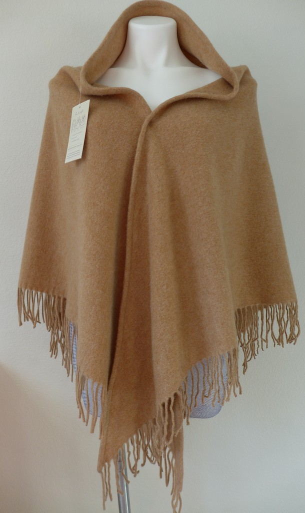 JOIE Cashmere Wool Fringed Edge Large Triangle Scarf Shawl in