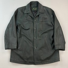 Vintage Eddie Bauer Jacket Mens Large Dark Gren Charcoal Leather Button Front