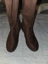 Women's Brown Faux Suede Over-the-Knee High Heel Boots - US Size 7 - New In Box