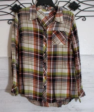 Christopher & Banks Women's Button Up Top Size M Long Sleeve Multicolored Plaid
