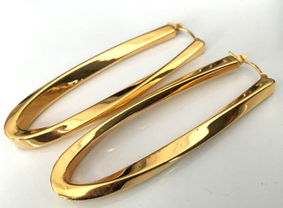 11.25g Vtg Earrings MARKED MILOR 14K GOLD Post & Gold tone Hoop Pierced Dangle