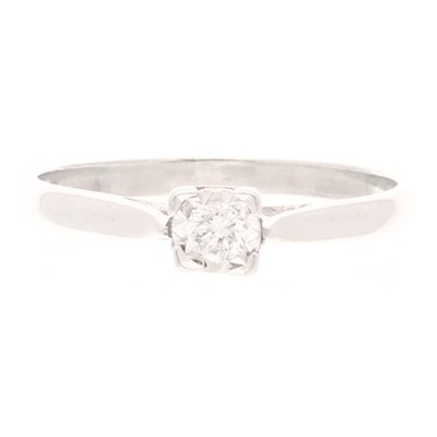 18 Karat Weißgold 0,15 kt Diamant Illusion Set Solitär Ring (Größe P 1/2)