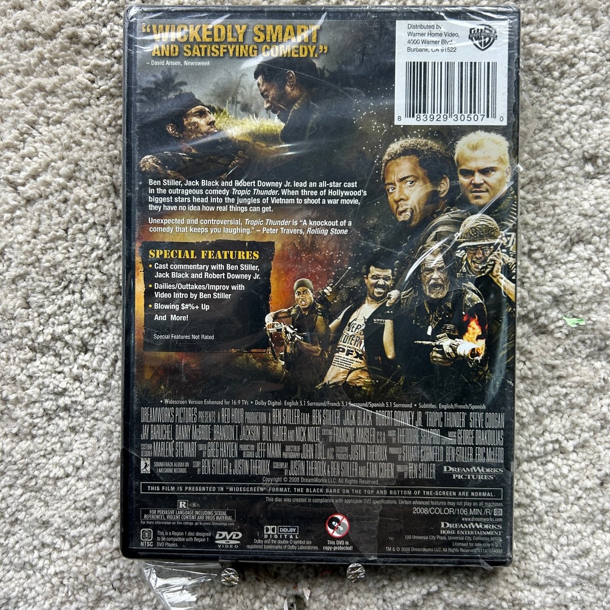 Tropic Thunder DVD 2008 Ben Stiller Jack Black Robert Downey Jr