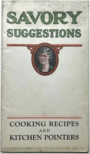 1920 SAVORY SUGGESTIONS COOKING RECIPES KITCHEN POINTERS ENAMELWARE BOOKLET VTG