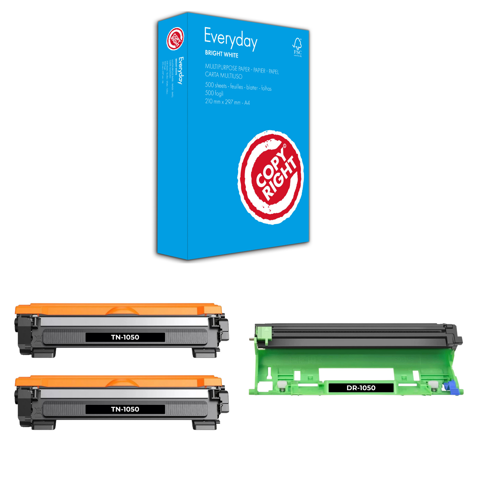 TN-1050 - KIT COMPATIBILE PER STAMPANTI BROTHER (Toner - Tamburo - Carta)