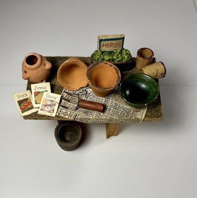 Dollhouse 1:12 Miniature Artisan Garden Potting Bench Table