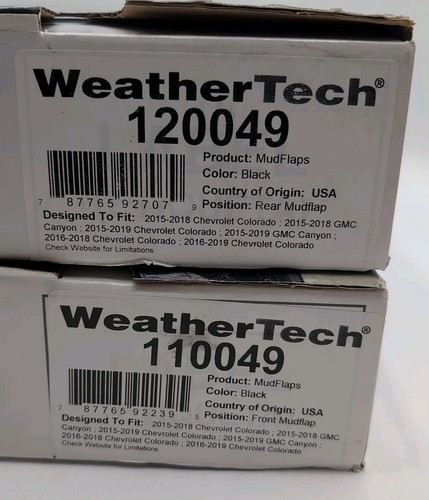 WeatherTech No Drill MudFlaps 2015-2022 Canyon Colorado 110049 & 120049 NEW - Picture 2 of 4