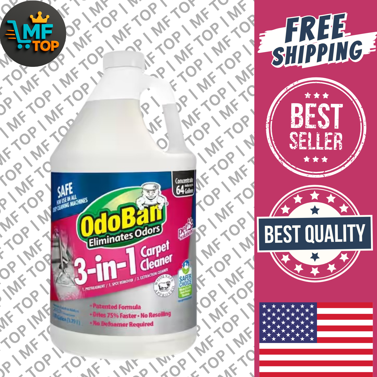 1 Gal. 3-in-1 Carpet Cleaner, Concentrated Carpet Cleaning Solution, EPA Safer C