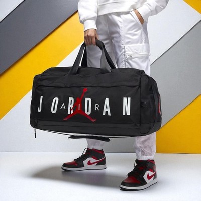 Nike Air Jordan Velocity Duffel Gym Travel Duffle Bag Black Red