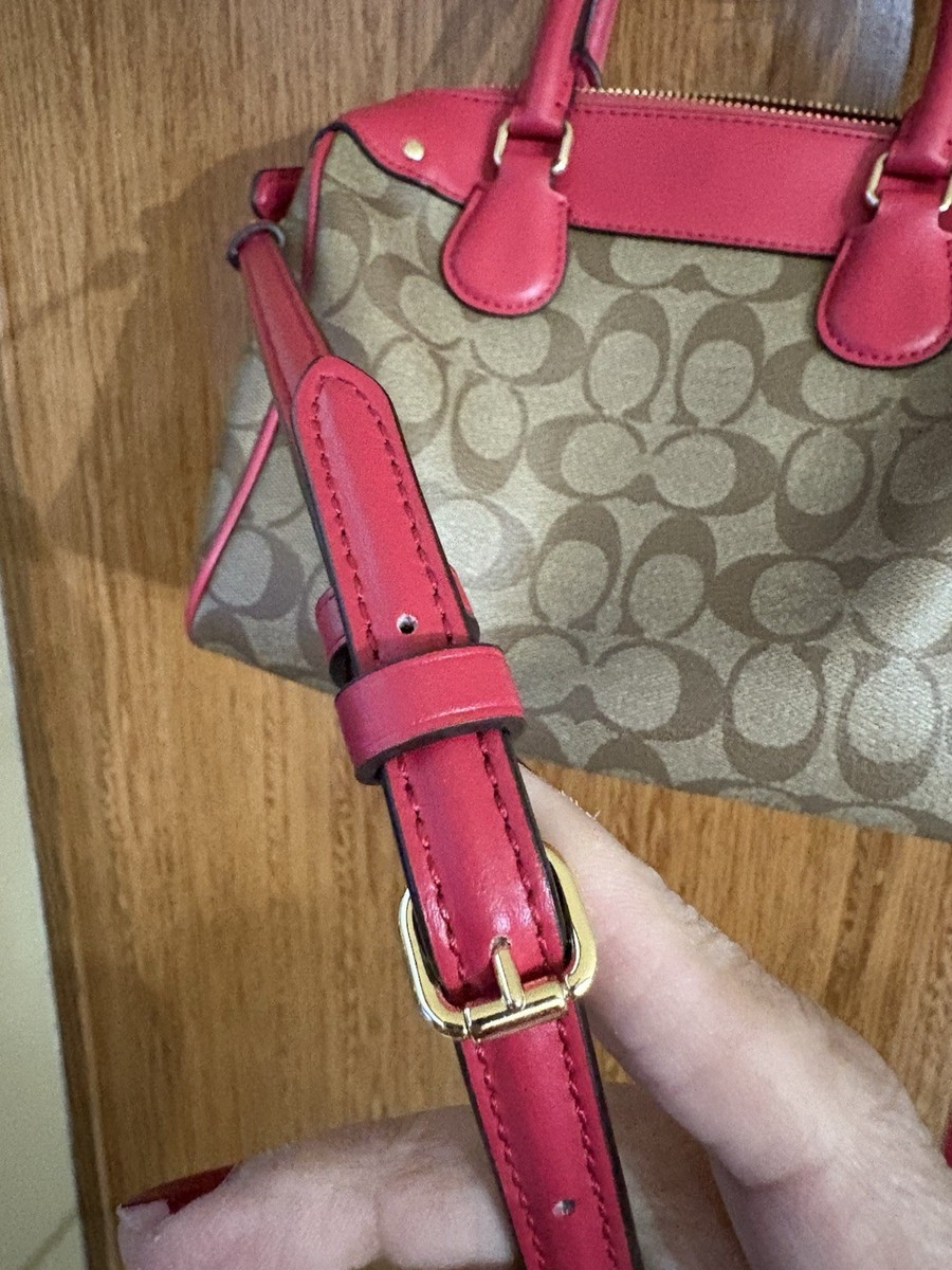 Coach F58312 MINI BENNETT SATCHEL SIGNATURE Tan Red | eBay