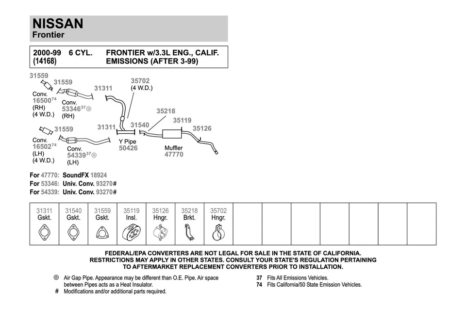 For Nissan Frontier 99-02 Exhaust Muffler SoundFX Steel Oval Direct-Fit Foto 3 de 4