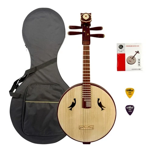 Hua Yin ZR300 Hardwood Chinese Moon Guitar Traditional 4-String Tenor Zhongruan