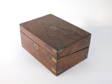 Victorian Or Edwardian Brass Inlaid Wooden Writing Slope With Compartments