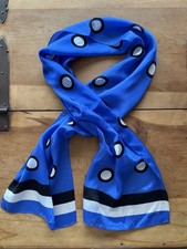 VTG ECHO Japan Blue, White, Black Large Dots Rectangular Silk Scarf 10.5 X 52