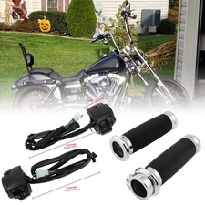 For Harley Motorcycle 1" Handlebar Hand Grips with Switches Controls Housing