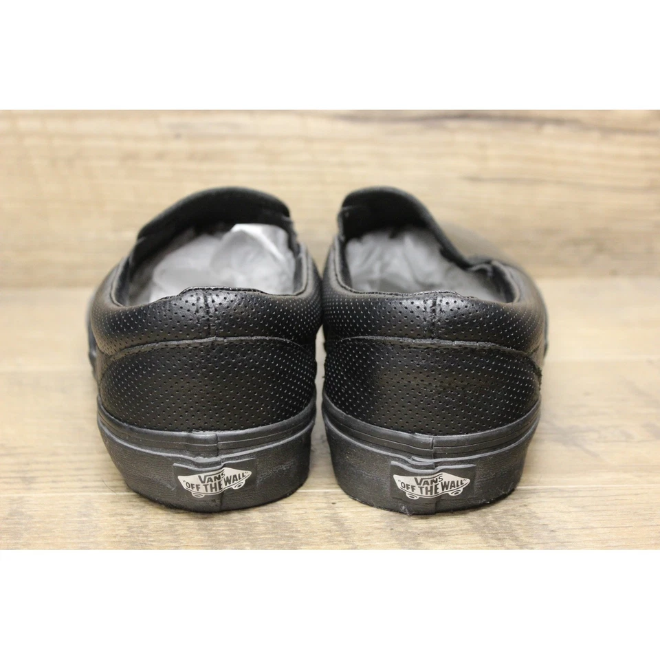 Zapatillas sin cordones Vans unisex negras de cuero perforado talla 8,5 Foto 3 de 4