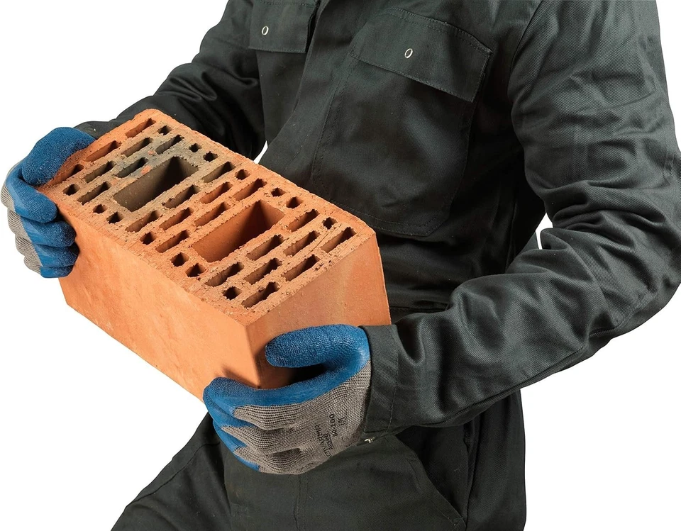 12- GUANTES DE TRABAJO PEQUEÑOS de goma AZUL recubiertos de palma jardinería paisajismo construcción Foto 3 de 4