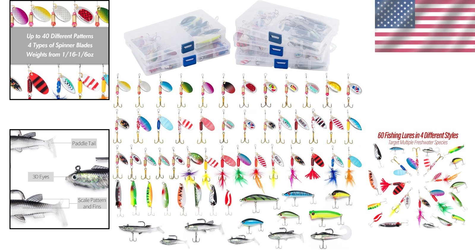 Mega 60-Piece Bass Lures Kit with Soft Swimbaits - Image 2