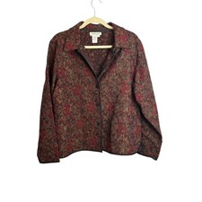 Coldwater Creek Blazer Jacket Women's Large Embroidered Floral Jacquard