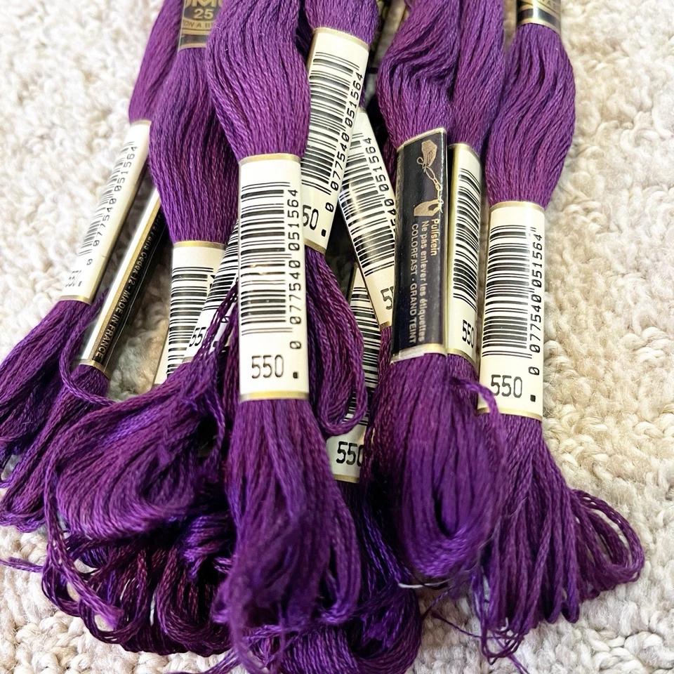 DMC Coats Floss Thread Cotton Skeins Mixed Purple 550 552 554 Light Dark Lot 15x - Image 2 of 4