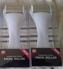 Face Massager Roller Set Duo White Stainless Steel Anti-Aging Travel Beauty Tool
