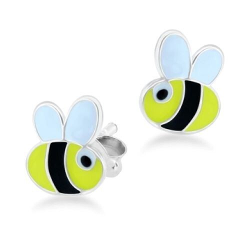 Kids .925 Sterling Silver Bee Stud Earrings for Girls
