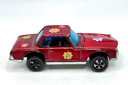 GREAT 1969 Hot Wheels REDLINE MERCEDES BENZ 280SL Red & Dark Interiors HK Base - Picture 6 of 8