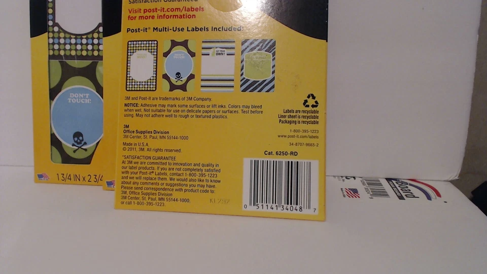 POST-IT MULTI-USE LABELS ADHESIVE LABELS 4 DESIGNS LOT OF 3 6250-RD - Image 2 of 2