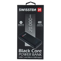 Swissten Black Core Power Bank Usb C / Micro Usb 20000Mah Black-White Ovp