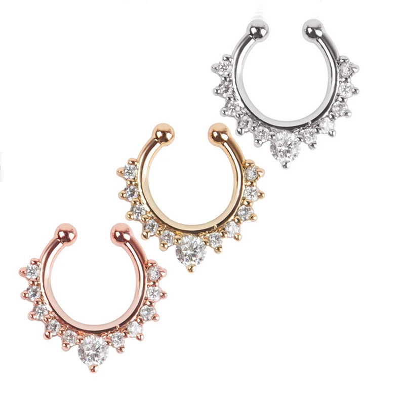 3 x 2 x зажим на не пирсинг серебро позолоченный поддельные губы нос брови живота кольцо - Изображение 2 из 4