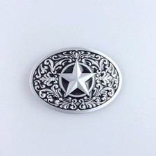 Black Enamel Southwest Flower Western Star Oval Belt Buckle Boucle de Ceinture