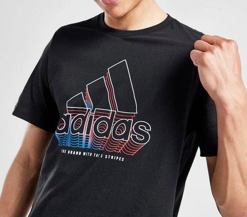 Adidas Men Brand with Three stripes T-Shirt SHORT SLEEVE CREW NECK - Picture 5 of 11