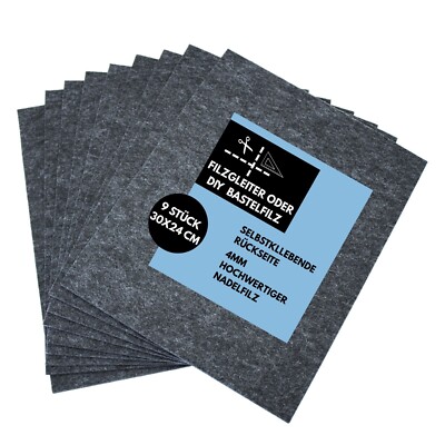 9x Filzplatten Selbstklebend 4mm DIY Bastel Filz, Filzgleiter, Camper, 30x24 cm