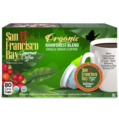 San Francisco Bay OneCup Organic Rainforest Blend Coffee 80 to 320 Keurig K cup 