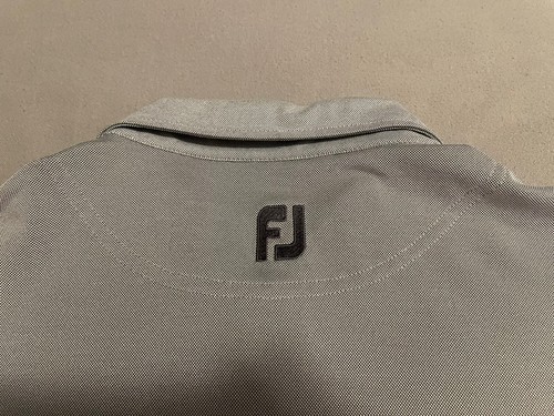 FootJoy FJ Golf Polo Shirt Mens Size Large Gray White Pink Striped (small snag) - Picture 8 of 10