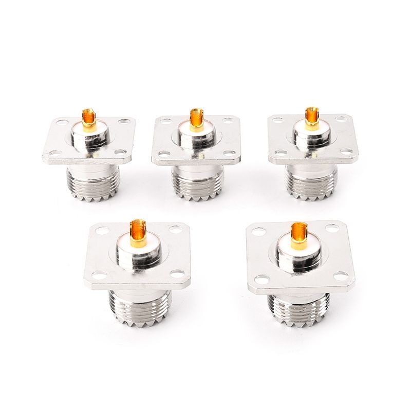 5pcs UHF SO239 Female Flange Panel Mount Straight Connector