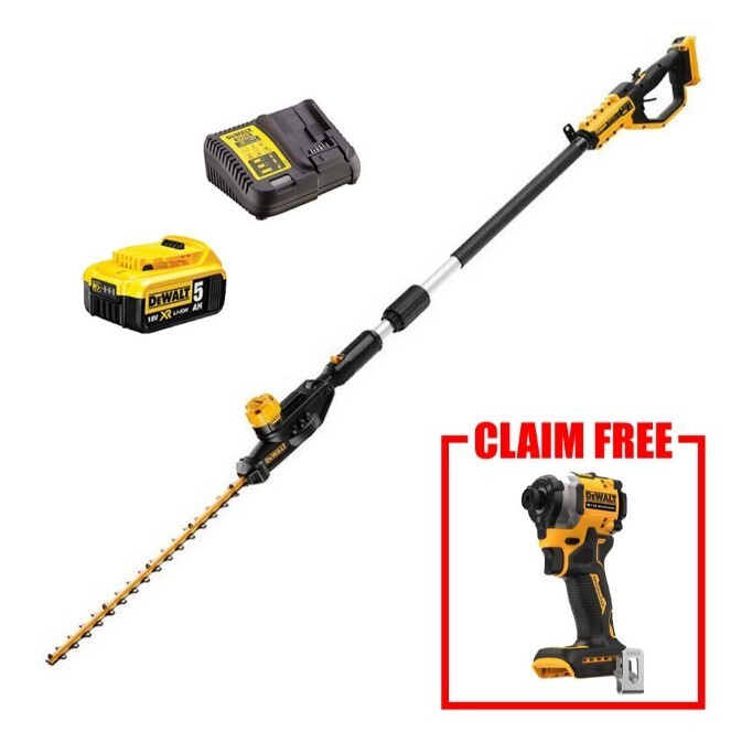 Dewalt DCMPH566P1 18V XR Pole Hedge Trimmer, 1x Battery