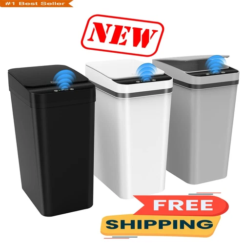 Paquete de 3 botes de basura automáticos pequeños con tapa para baño - 2.5 galon