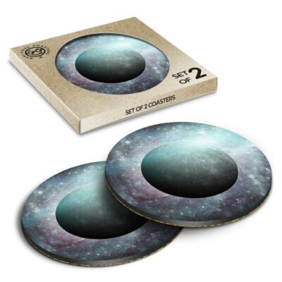 2 runde Untersetzer in Schachtel - Merkur Planet Sonnensystem Weltraum #16661